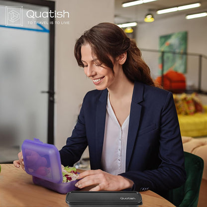 Travel Utensils with Case, Quatish Portable Silverware Set for Work, Stainless Steel Reusable Travel Cutlery Set, Fork and Spoon Set for Picnic, Camping, Gadgets, Lunch Box for Men, Purple