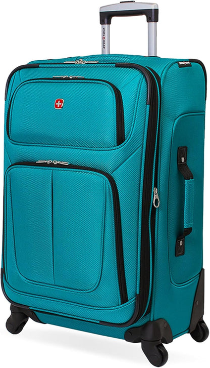SwissGear Sion Softside Expandable Luggage, Teal, Checked-Medium 25-Inch