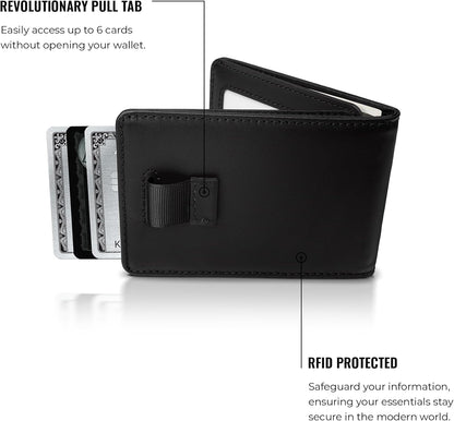 Kings Loot Wallet for Men | Customized Minimalist Slim RFID Blocking Leather Design with Cash Pocket & Card Pull Strap | Holds 1-15 Cards | Stylish & Durable Wallets