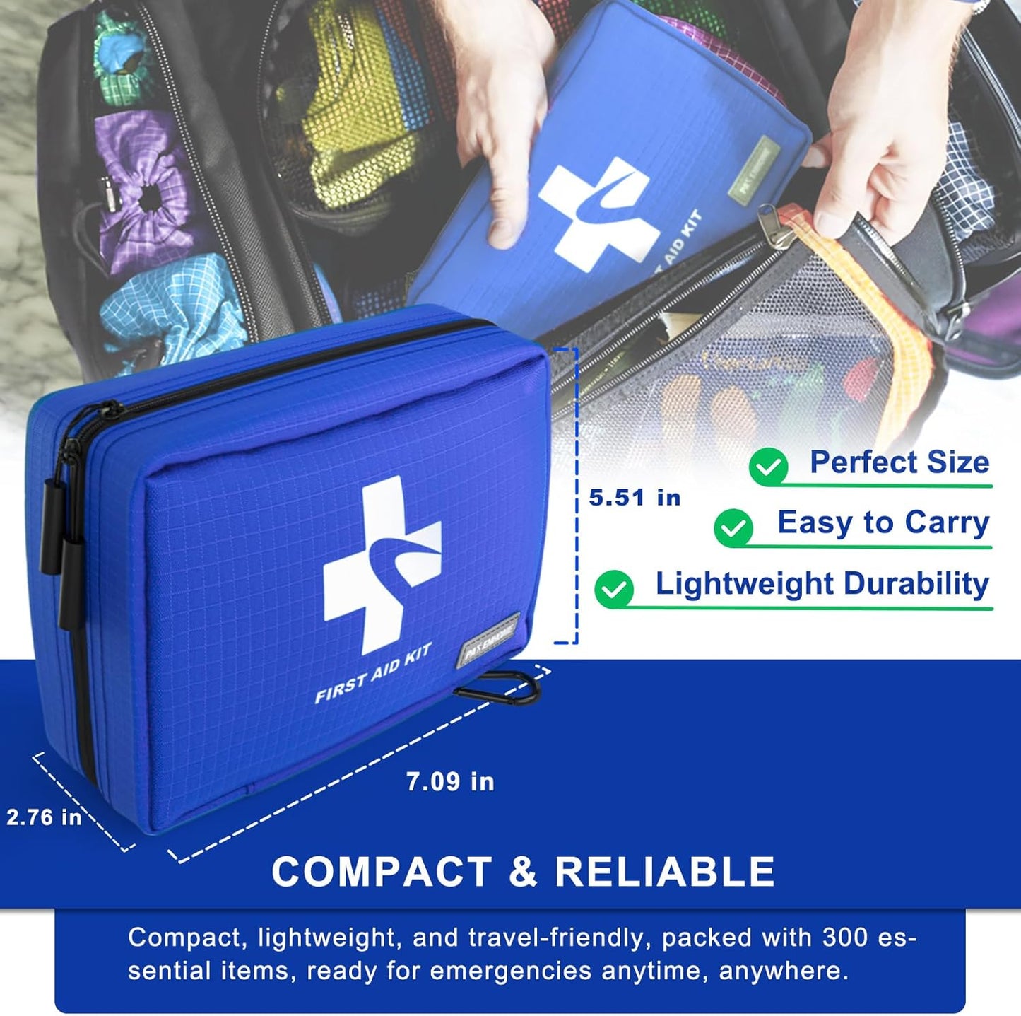 300 PCS First Aid Kit for Home, Car, Travel, Camping, Hiking, Truck, Office, Businesses, Sports & Outdoor, Premium Waterproof Compact Trauma Medical Kits for Any Emergencies