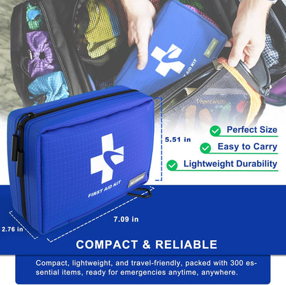 300 PCS First Aid Kit for Home, Car, Travel, Camping, Hiking, Truck, Office, Businesses, Sports & Outdoor, Premium Waterproof Compact Trauma Medical Kits for Any Emergencies