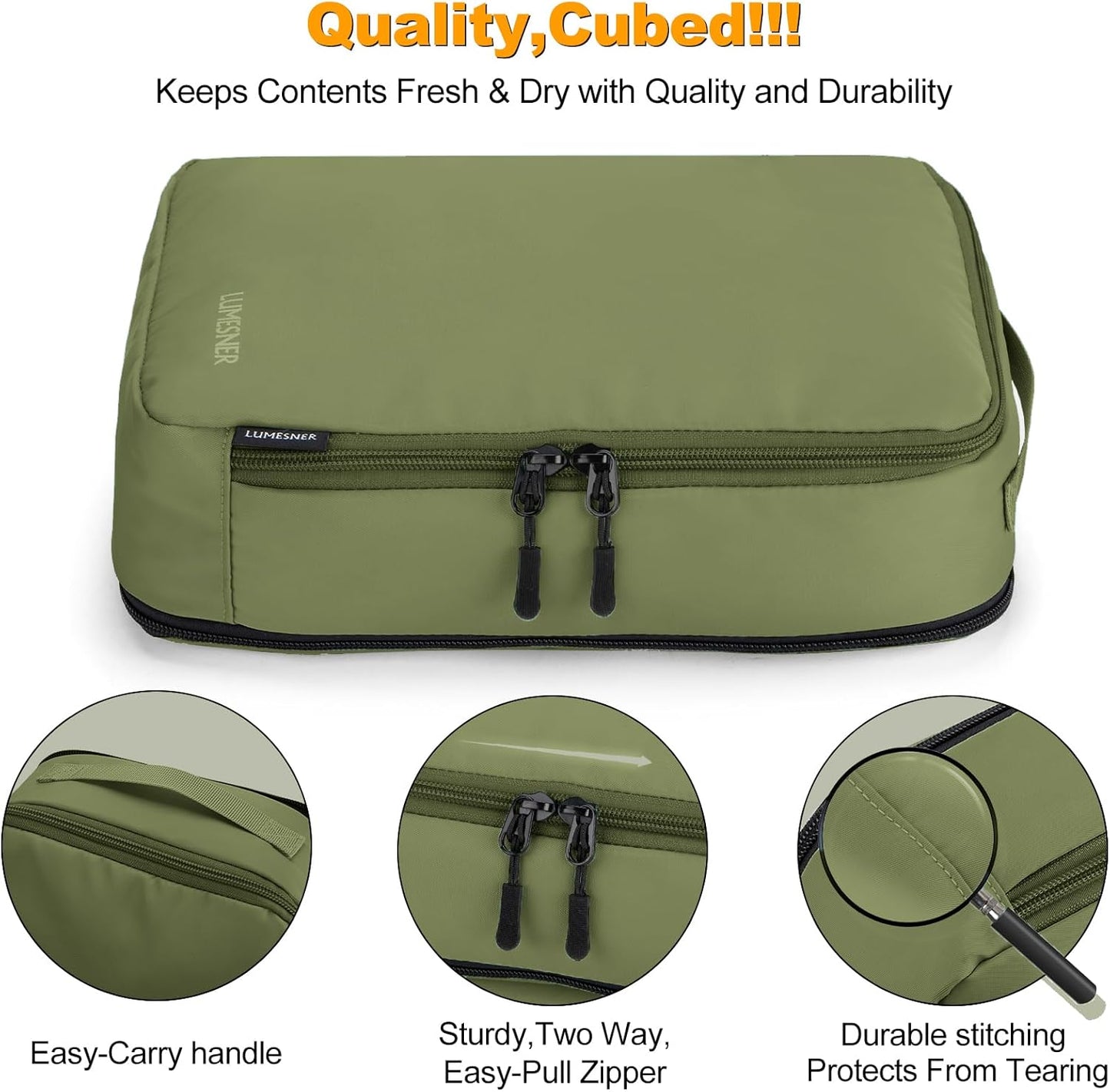 8 Set Compression Packing Cubes for Travel, Waterproof Luggage Organizers, Suitcase Organizer Set for Carry-On & Checked Baggage, Travel Accessories for Men & Women