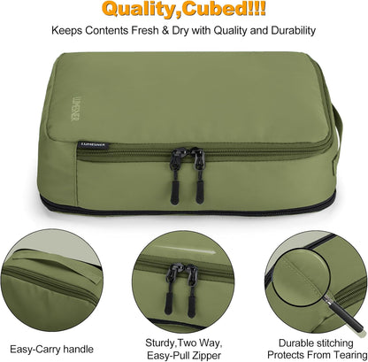 8 Set Compression Packing Cubes for Travel, Waterproof Luggage Organizers, Suitcase Organizer Set for Carry-On & Checked Baggage, Travel Accessories for Men & Women