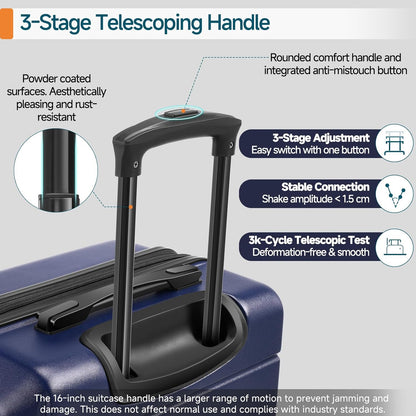 Hoteel Luggage Sets 5 Piece, ABS+PC Hard Shell Expandable Suitcases with Wheels, TSA Aproved Lock and Carry on Bags, Travel Suit Case Set for Men and Women, (5-Piece, Blue)