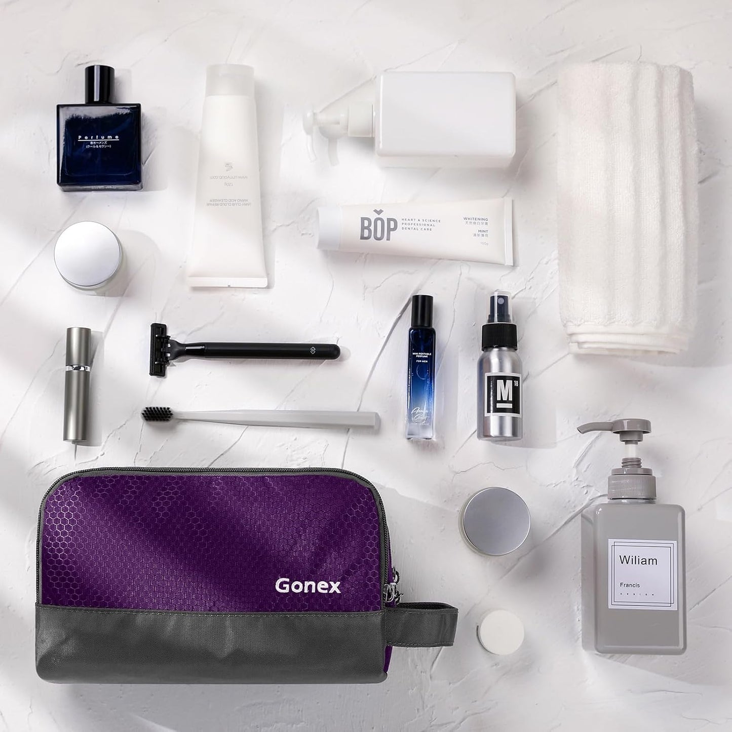 Gonex Travel Toiletry Bag Nylon, Dopp Kit Shaving Bag Toiletry Organizer Deep Purple