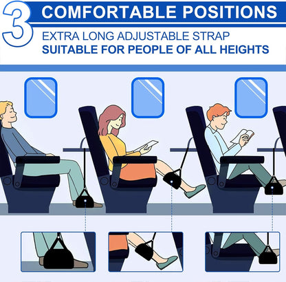 Airplane Footrest Hammock, Foot Hammock for Plane Travel, Portable Height Adjustable Travel Footrest Hammock Accessories, Lightweight Foot Hammock Suitable for Offices, Cars, and Airplanes