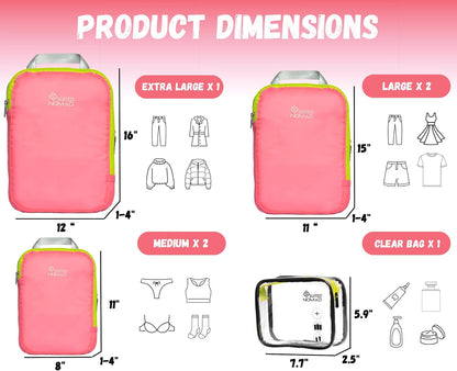 6 Set/3 Set Ultralight Compression Packing Cubes, Suitcase and Backpack Travel Organizer Bags