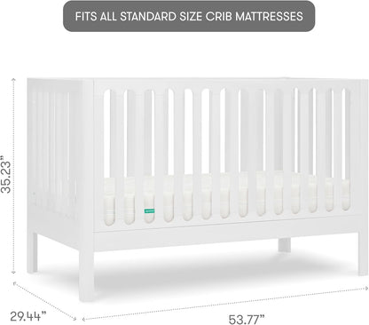 Newton Baby Galileo Standard Crib, Solid Beech Wood in White Color, 3-in-1 Convertible Crib with Toddler Bed Conversion Kit, Ultra-Safe Non-Toxic Finish