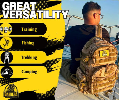 25 L Tactical Backpack: durable military-style backpack with MOLLE system for everyday use, travel, gym, hiking, fishing, camping, and outdoor sports. (MULTICAM CAMO 25L)