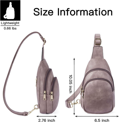 Telena Small Sling Bag for Women Leather Crossbody Fanny Packs Chest Bag for Women