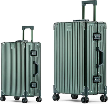 Metal All Aluminum Carry-on Luggage TSA Customs Lock Zipperless Silent Rotary by XZSP+AISU