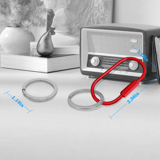 Key Chain, Brass Key Rings 2 Pack Screw Lock Key Organizer with 4 Rings Carabiner Keychain Clip for Men and Women