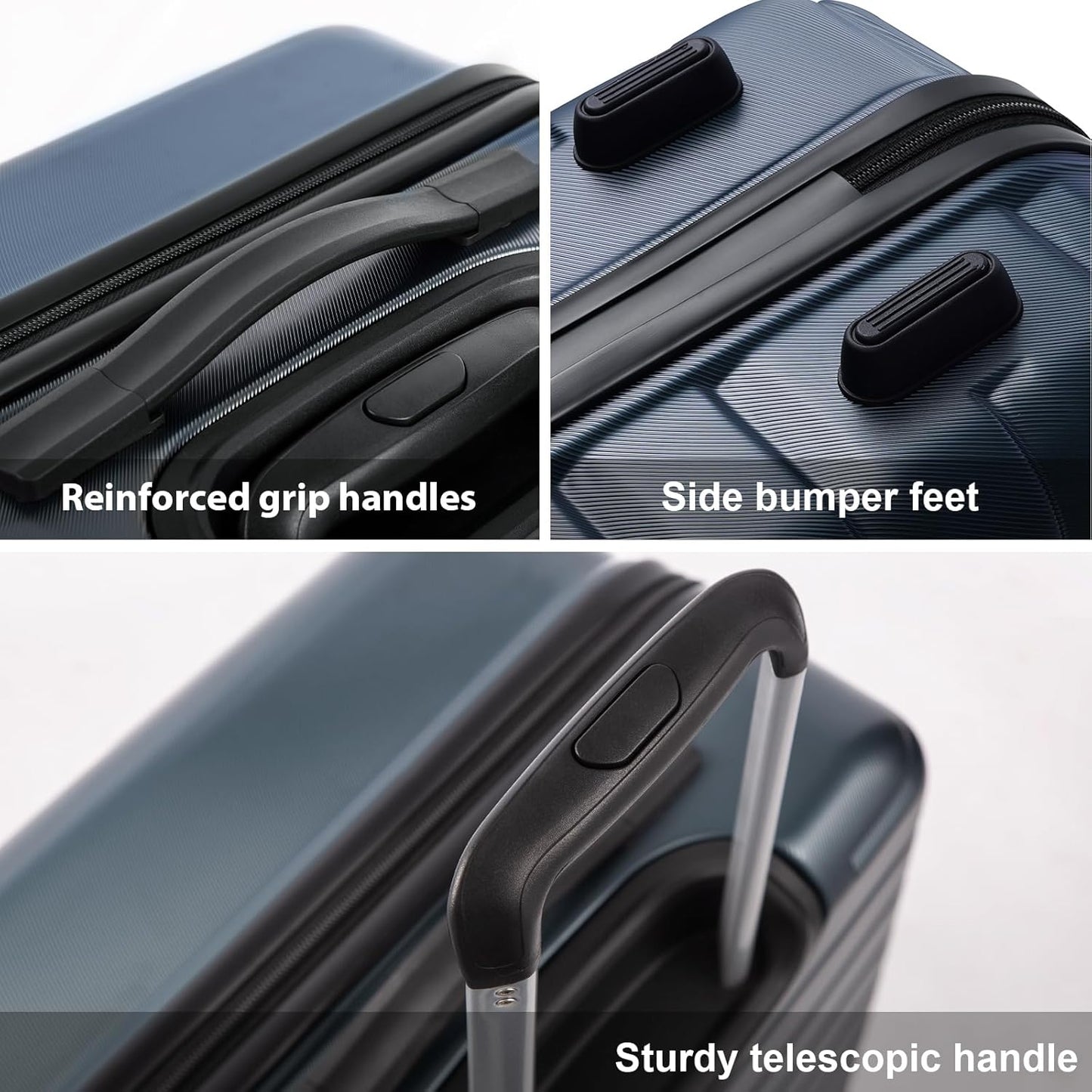 Coolife Medium Checked Luggage with Spinner Wheels Hardside Suitcase TSA Lock Telescopic Handle(24 inch-Sliver)