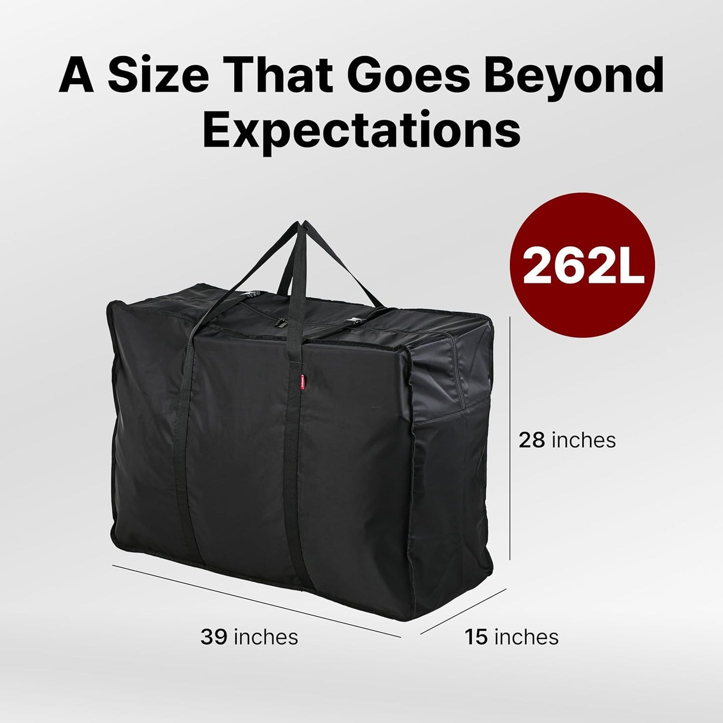Plago Professional Quality Nylon Extra Large Duffel Bag, Lightweight Foldable Water Repellent, Cargo for Travel, Folding Bike, Tent Mattress Closet Storage (XXXL: 262L capacity (39""x28""x14.6""))