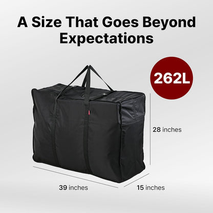 Plago Professional Quality Nylon Extra Large Duffel Bag, Lightweight Foldable Water Repellent, Cargo for Travel, Folding Bike, Tent Mattress Closet Storage (XXXL: 262L capacity (39""x28""x14.6""))