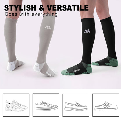 Compression Socks for Women and Men,Knee High 15-20mmHg Graduated Circulation(3 Pairs) for Nurses,Pregnant,Travel