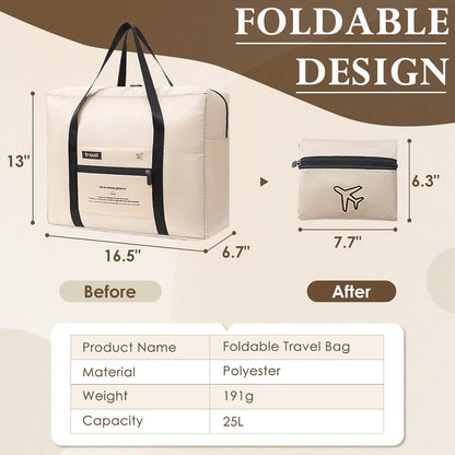 Merax Carry On Luggage Set 20 Inch Hardshell ABS Suitcase with 8 Silent Wheels Foldable Duffel Bag Durable Travel Luggage for Daily Use Business Brown