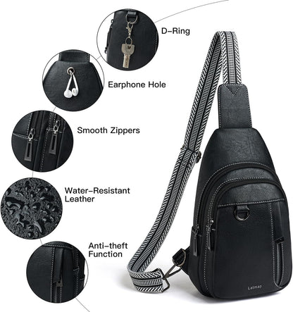 7L Sling Bag for Women Men Leather Small Sling Backpack Daypack Anti Theft Fanny Pack Crossbody Purse Travel