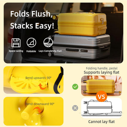 Kids' Lightweight Ride on Luggage with Spinner Wheels & Foldabe Design (Yellow Study, 20"+ Aged 1-3 Toddler),Children Holiday Birthday Gift