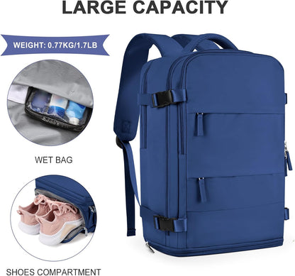 coowoz Large Travel Backpack for Women Men,Carry On Backpack,Hiking Backpack Outdoor Sports Rucksack Casual Daypack Travel Essentials Royal Blue