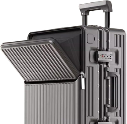 Zipperless Luggage, Polycarbonate Aluminum Hard Shell, Expandable Carry-On Suitcase with Spinner Wheels, Hard Shell Suitcase, 24 Inch Cabin