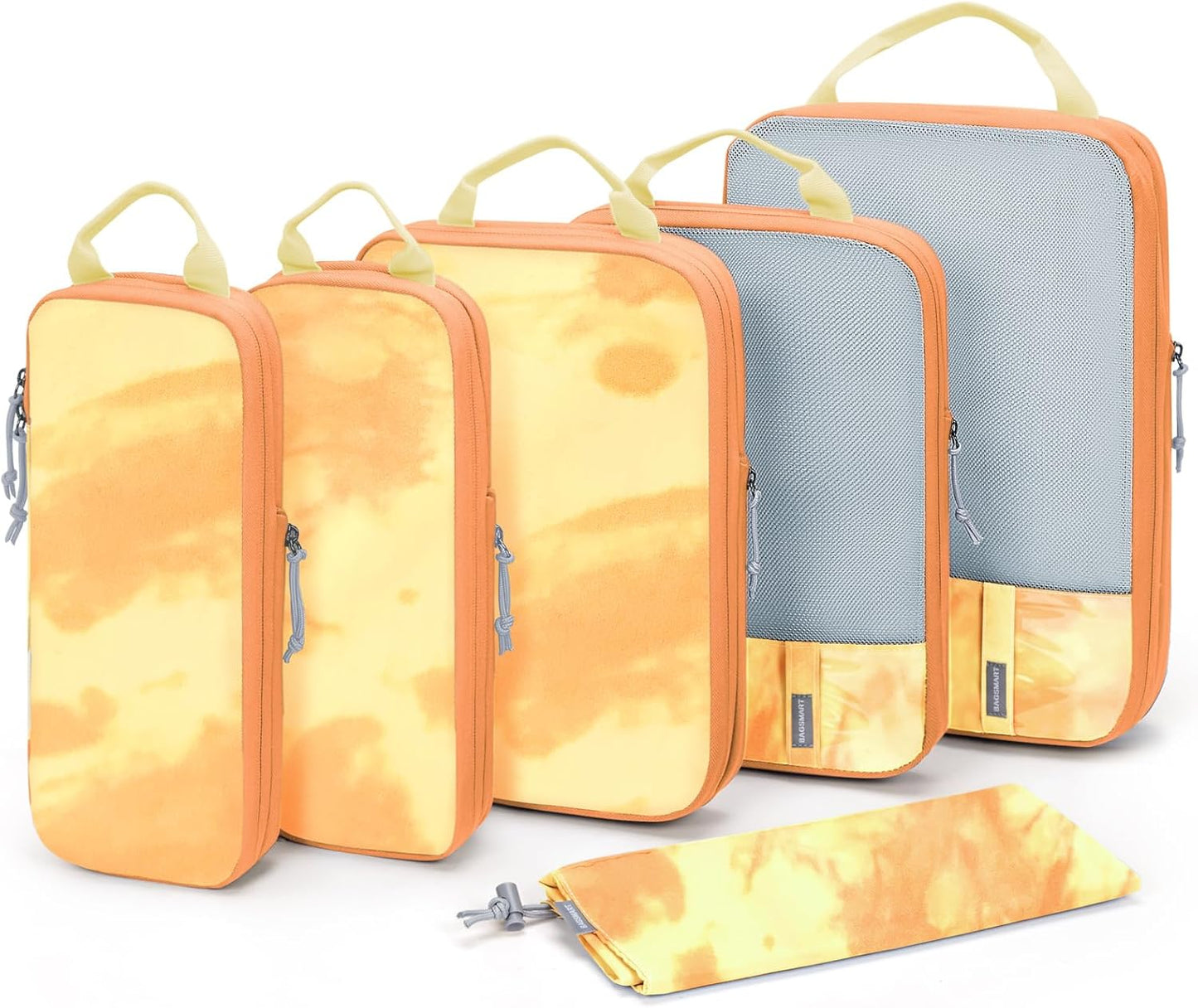 BAGSMART 6 Set Compression Packing Cubes - Lightweight Travel Essentials, Durable Luggage Organizer