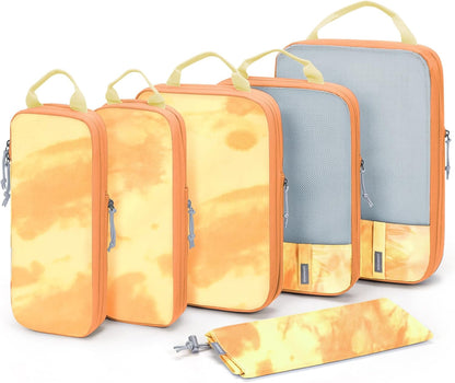 BAGSMART 6 Set Compression Packing Cubes - Lightweight Travel Essentials, Durable Luggage Organizer