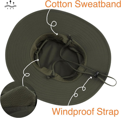 Home Prefer UPF50+ Mens Sun Hat Wide Brim Fishing Hat Sun Protection Beach Gardening Bucket Hat for Men Women