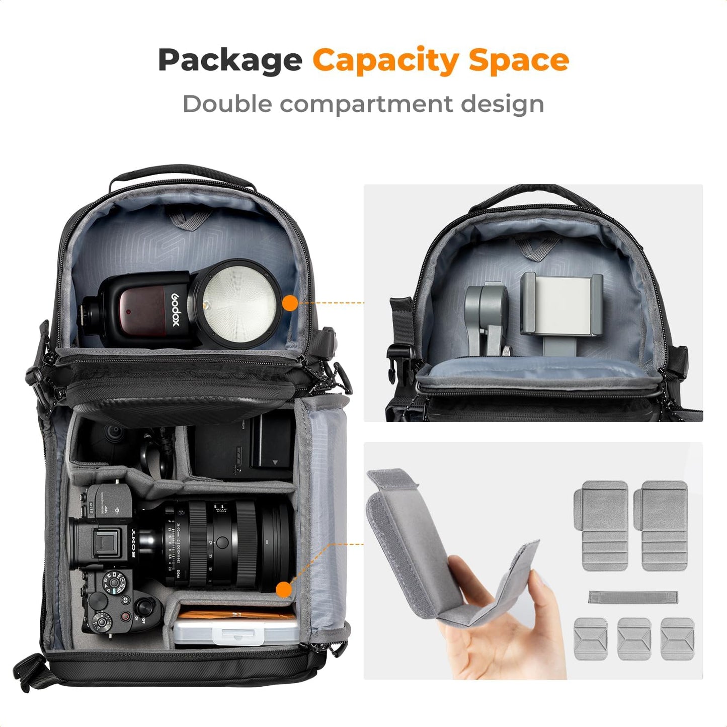 K&F Concept Camera Sling Bag Crossbody Bag Hardshell Camera Shoulder Backpack DSLR/SLR/Mirrorless Camera Case Photography Bags for Photographer
