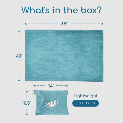 Resty 65"x40" Traveling Airplane Blanket, Baby Blue – Lightweight, Velvety Soft Blanket That Becomes a Travel Pillow – Must-Have Comfort for Planes & Road Trips – Travel Essentials for Women & Men