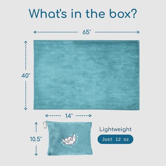 Resty 65"x40" Traveling Airplane Blanket, Baby Blue – Lightweight, Velvety Soft Blanket That Becomes a Travel Pillow – Must-Have Comfort for Planes & Road Trips – Travel Essentials for Women & Men