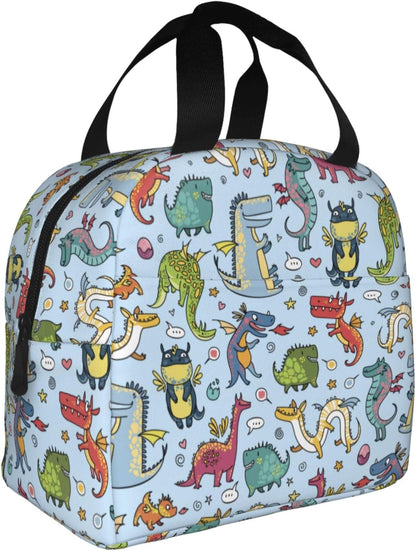 Cute Dragon Lunch Box Animal Lunch Bag Insulated Reusable Lunch Tote Bag Cooler Tote Bag for Men Women
