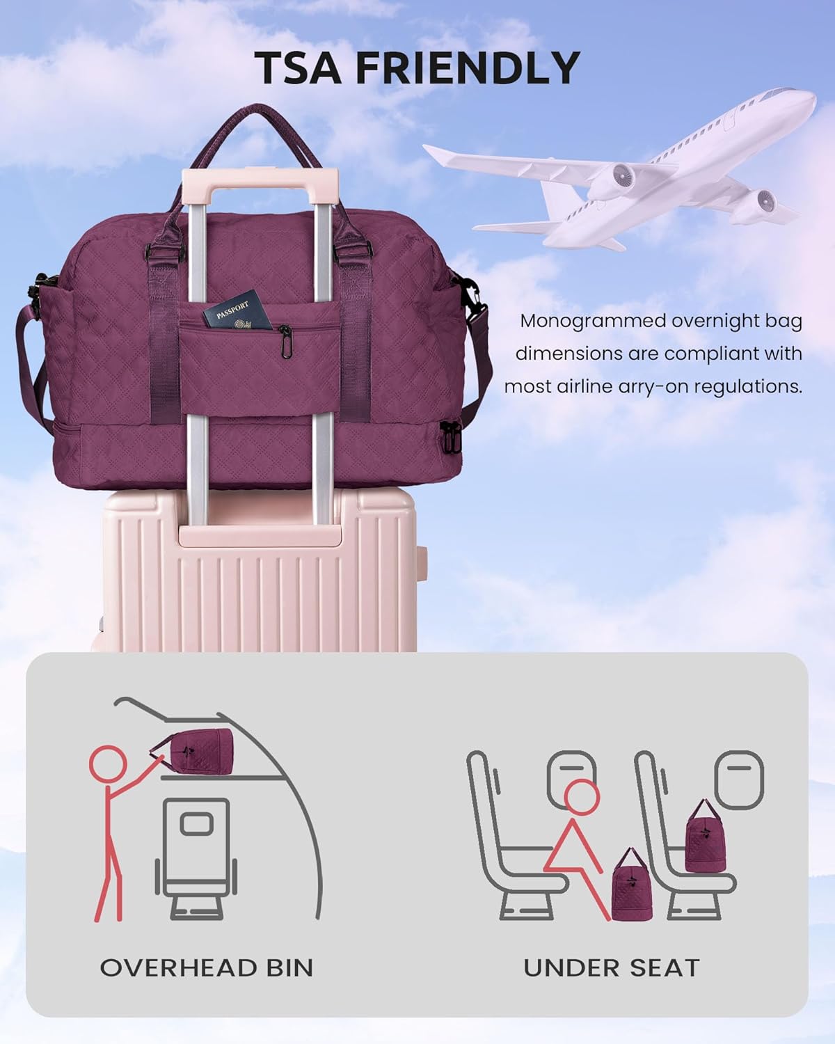 Gift Ideas for Girls 8 9 10 11 12 13 14 15 16 Year Old Girl Gifts-Travel Bags with Shoe Compartment, Weekender Bag, Overnight Bag for Women, Letter Travel Bag with Makeup Bag (Letter Y)