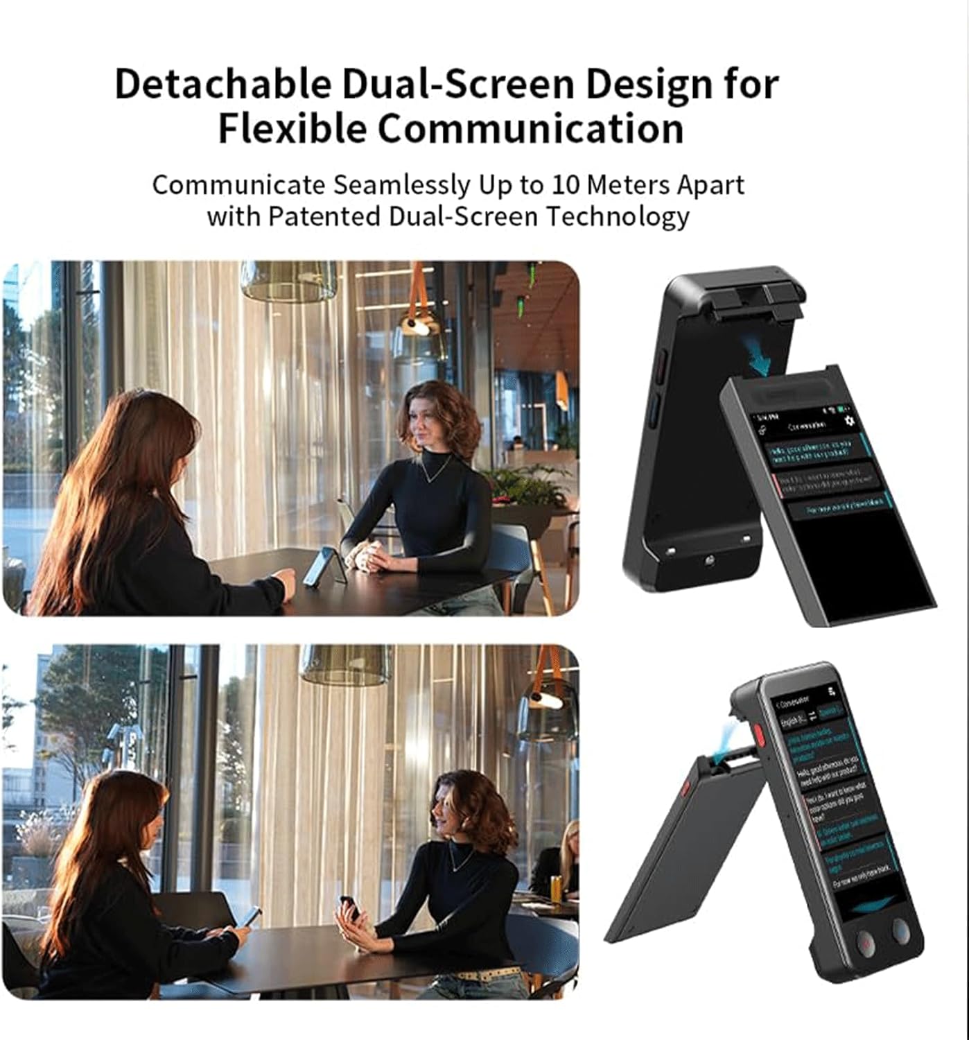 iTour D-pro Language Translator Device, Realtime Detachable Dual Screen AI Translator with 139 Languages, Online & Offline & Photo Translation, Instant Voice Translator for Business Learning Travel