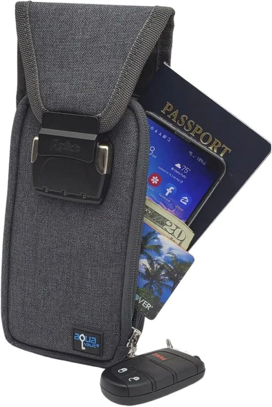 Aquavault | Flex Safe | Beach Chair Vault | Anti theft combination lock | 3 Digit Programmable lock | Water resistant, Slash Resistant and RFID Blocking (Grey)