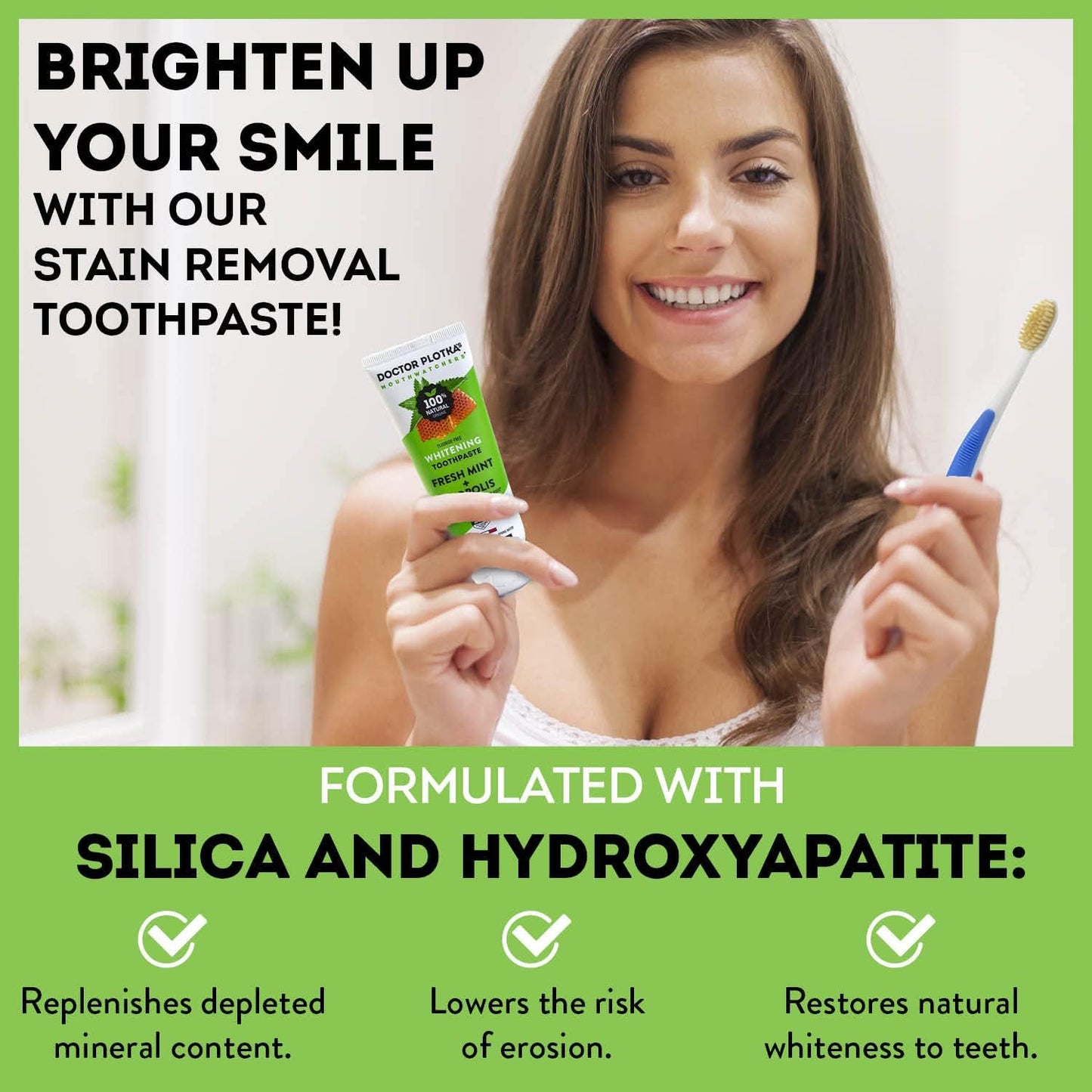 MOUTHWATCHERS Whitening Fluoride Free Naturally Sourced Toothpaste, 2 Tubes, 3 oz Each, for Sensitive Teeth and Gums, Fresh Organic Mint and Organic Propolis, by Dr. Plotka's