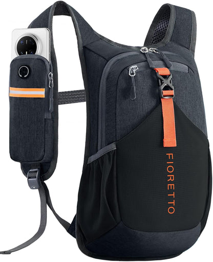 FIORETTO 10L Hiking Backpack for Women Men Mini Packable Backpack Lightweight Small Daypack for Camping Travel Outdoor, Black