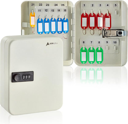 AdirOffice Steel Combination Lock Keys Cabinet Security Storage Box Organizer Holder Locked Key Box Wall Mount 30 Slots