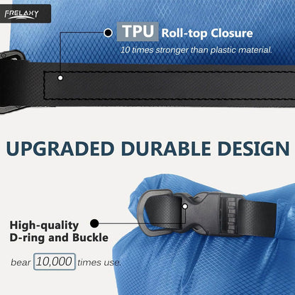 Frelaxy Waterproof Dry Bag 2 Pack/3 Pack, Lightweight Portable Dry Bags, 5L & 15L & 25L Durable Dry Sack Set Keep Gear Dry for Hiking, Camping, Boating, Backpacking, Kayaking (2 Pack - Blue)