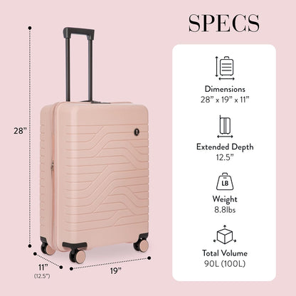 Bric's 28" Expandable Spinner Suitcase - Travel Luggage with TSA-Approved Lock and Hard Shell Exterior - B|Y Ulisse - Pearl Pink