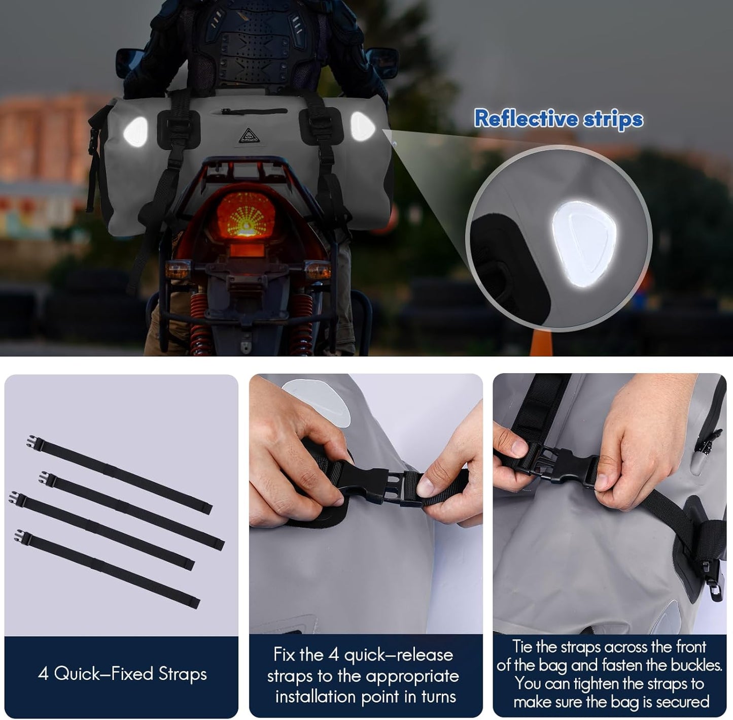 Haimont Waterproof Duffel Bag Roll-top Dry Duffel Bag with Quick-fixed Straps for Motorcycling, Rafting, Boating, SUP, Kayaking, Travel, 50L/70L