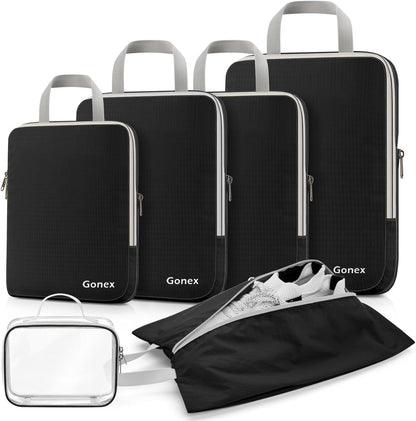 Gonex Compression Packing Cubes, 3pcs/4pcs Expandable Storage Travel Luggage Bags Organizers