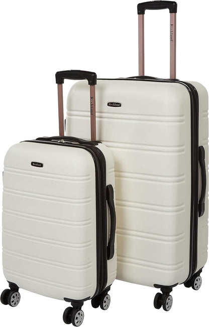 Rockland Melbourne Hardside Expandable Spinner Wheel Luggage, White, 2 Piece (20/28)