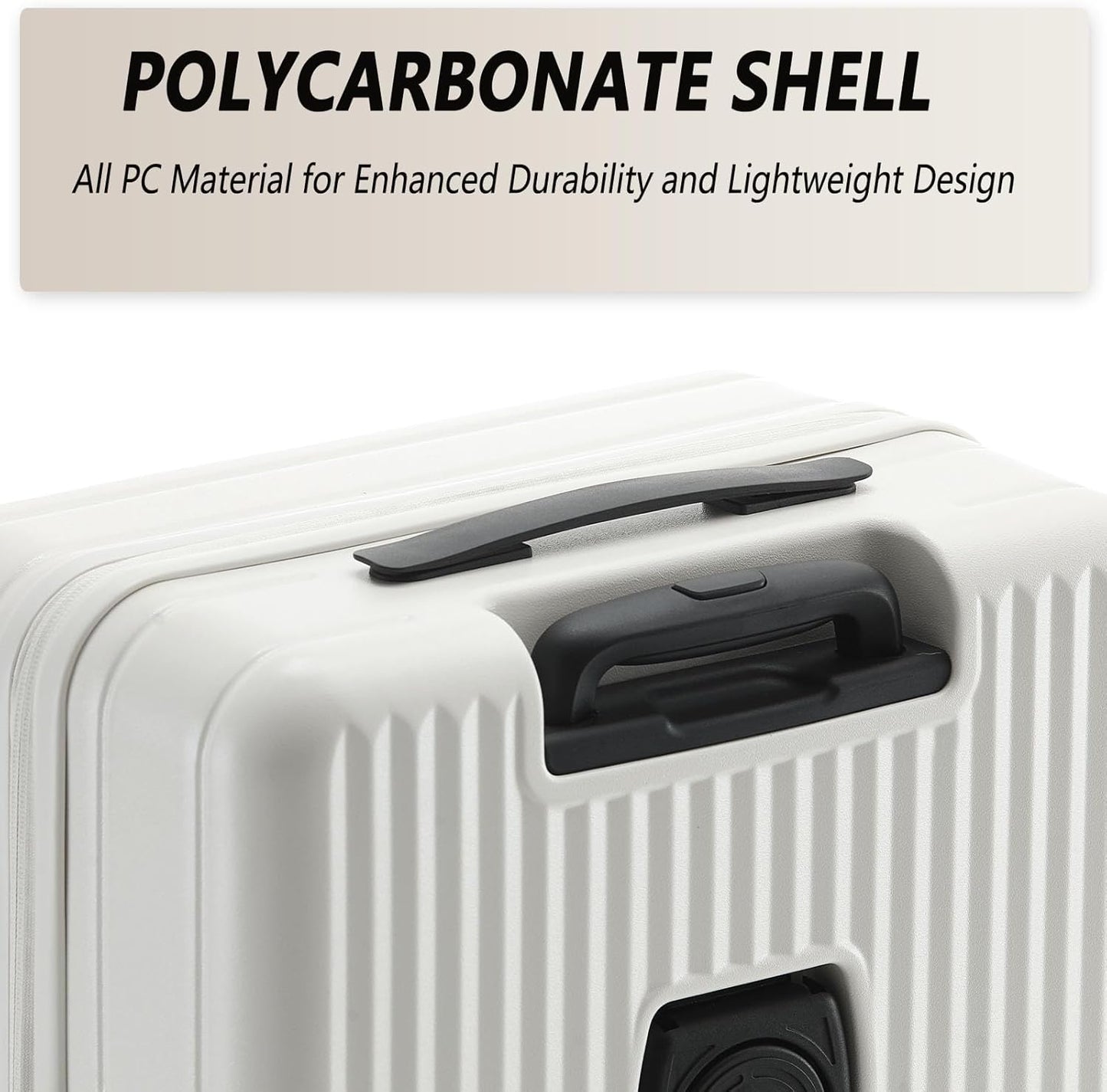 24 Inch Top Opening Checked Travel Luggage Expandable with Spinner Wheels,All PC Hard Shell Hardside Lightweight Medium Suitcase with TSA Approved Cup Holder for Business Trips Woman Men,White