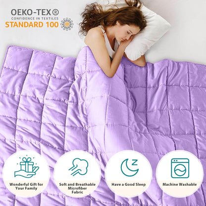 L'AGRATY Weighted Blanket - 60"x80", 15lbs Cooling Breathable Heavy Blanket with Glass Beads for Adult All-Season