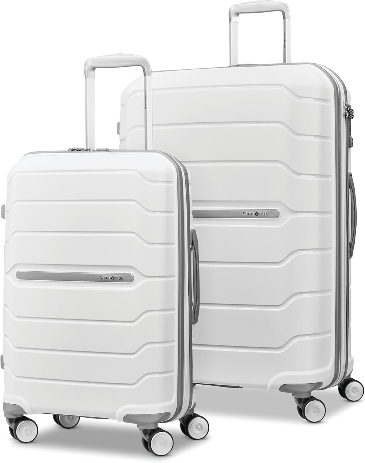 Samsonite Freeform Hardside Expandable with Double Spinner Wheels,White, 2-Piece Set (21/28)