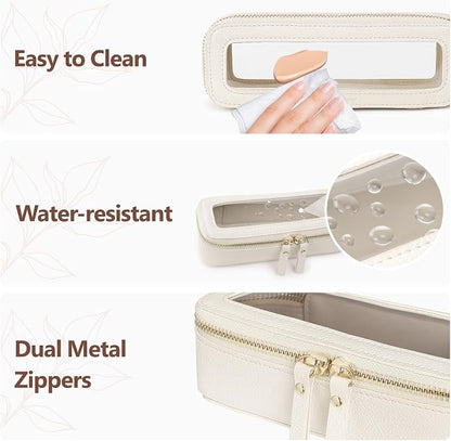 PACKISM Slim Clear Makeup Brush Bag, Pebbled Texture & Hard PU Leather Small - Image 7