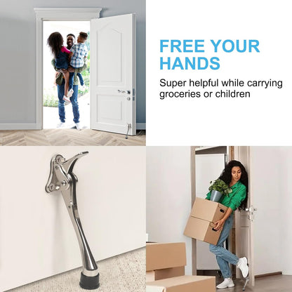 6 Inch Kick Down Door Stoppers for Bottom of Door, Heavy Duty Kickdown Door Stop, One Touch Kick Down Door Stoppers 1 Pack Satin Nickel