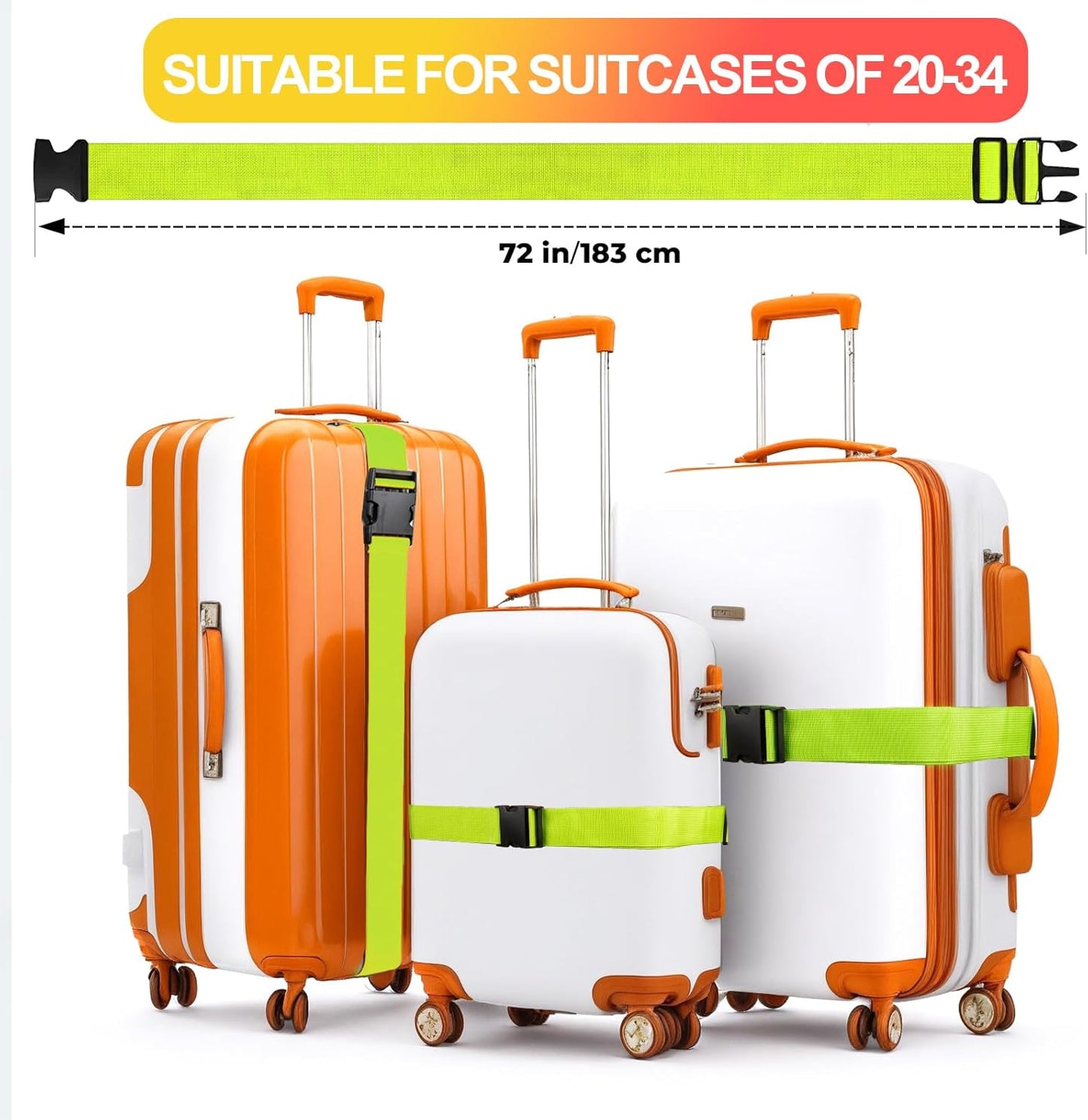 Luggage Straps for Suitcases TSA Approved, Travel Belt Suitcase Belt, Suitcase Straps TSA Approved, Luggage Belt Strap TSA Approved, Travel Straps for Luggage, Luggage Band Bag Straps, Green