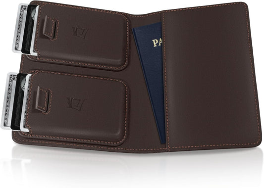 Kings Loot Passport Holder Wallet | RFID Protected Leather Travel Wallet with Built-in Trackable Holder | Holds 1-6 Cards & Passport | Slim & Stylish Wallets (Truffle)